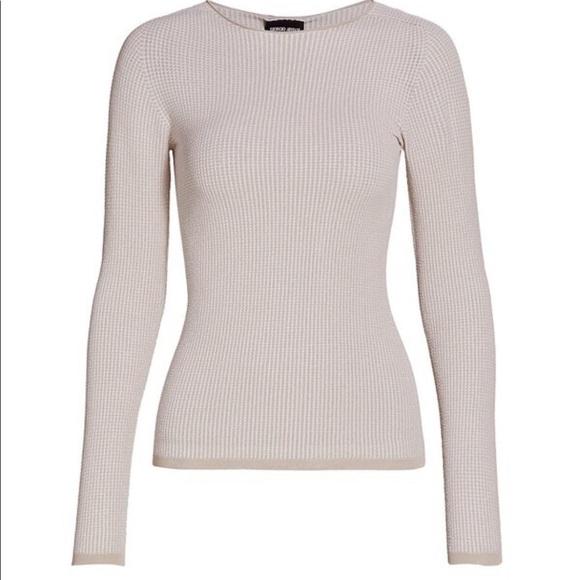 Giorgio Armani Beige and White Knit Sweater - Picture 1 of 7